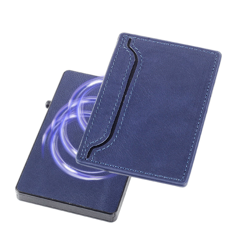 TOYFID Wallet With PU Leather Cover,Aluminum Alloy Pop Up Wallet Holder Card